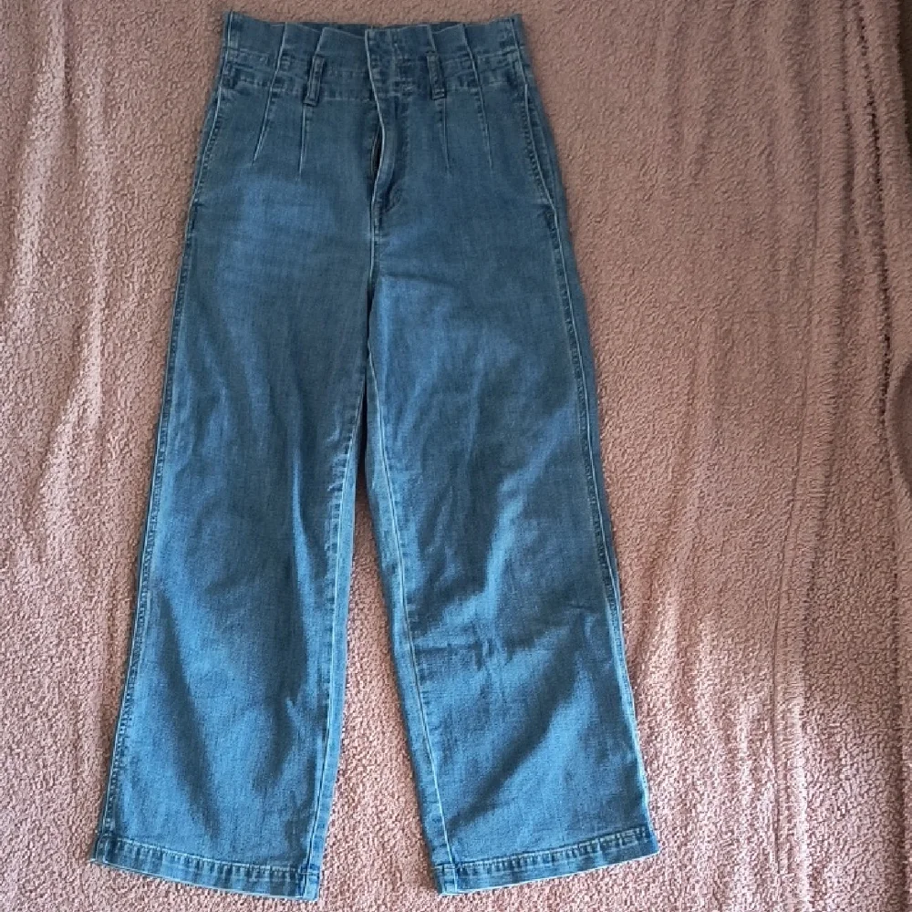 Madewell Women's Pleated Wide Leg Jeans - Picture 1 of 6